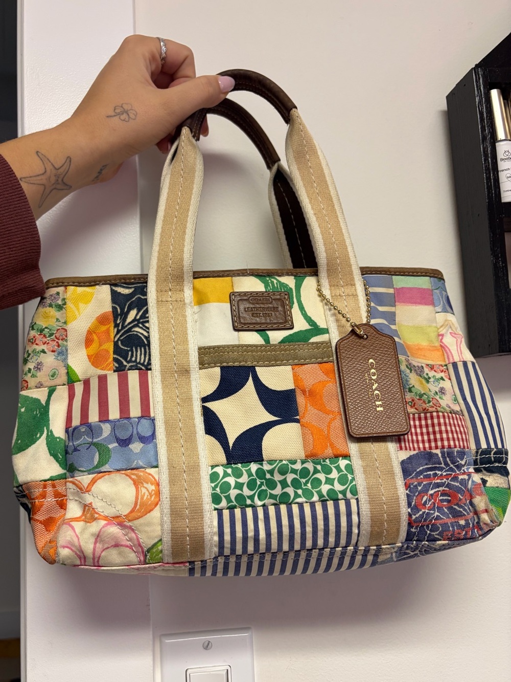 Vintage Coach hamptons patchwork tote